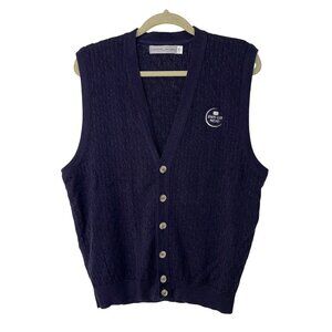Nicklaus Diner's Club Matches Vintage Mens Vest Size Large Blue Button Cotton